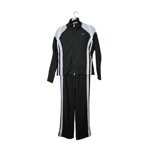 Vintage Nike Black & Blue Stripe Windbreaker Track Suit Womens Medium Silver Tag
